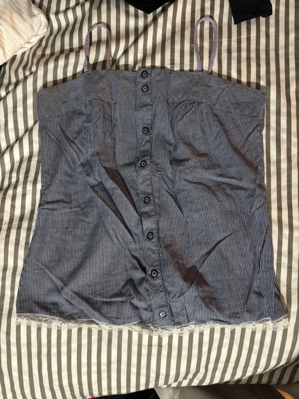 Striped Button-Front Cami Top in Navy and White